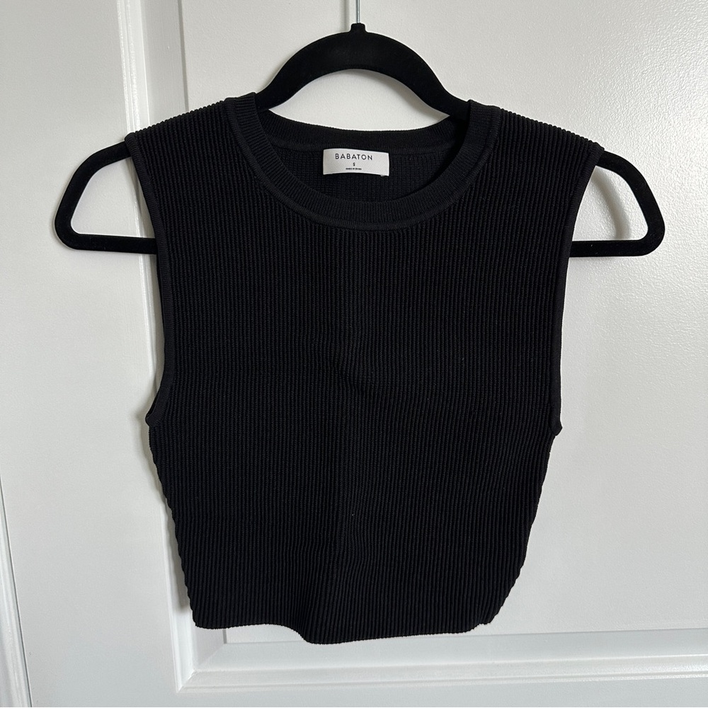 ARITZIA Babaton Sculpt Knit cropped muscle tank top in black